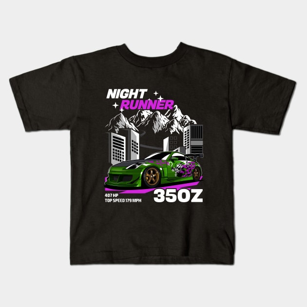 Nissan 350z Night Runner NFSU2 Kids T-Shirt by kucingtertawa